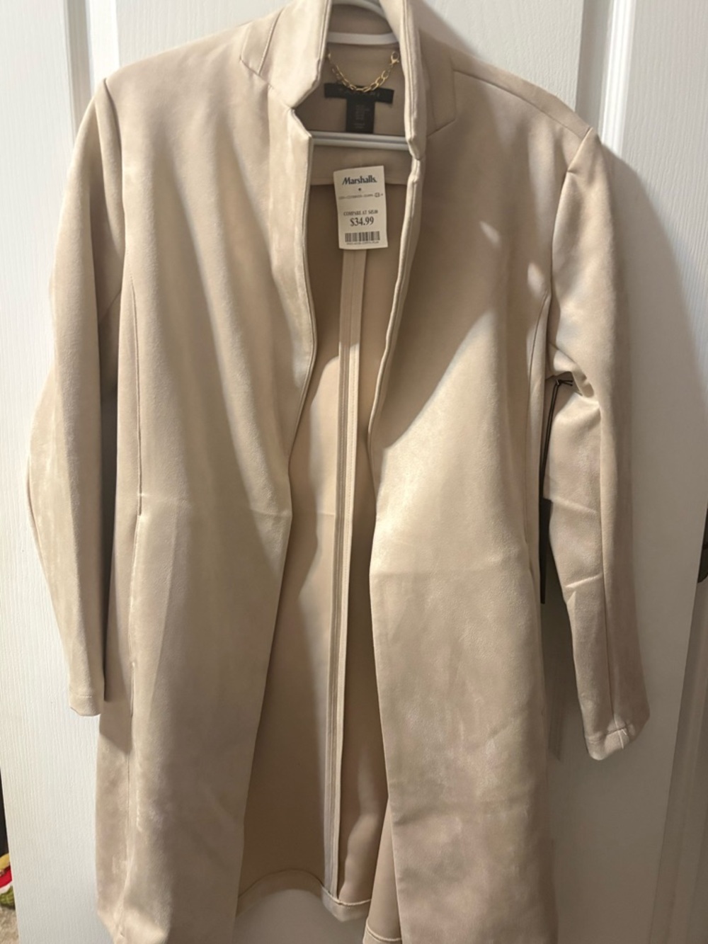 Tahari Cream Open-Front Trench Coat
